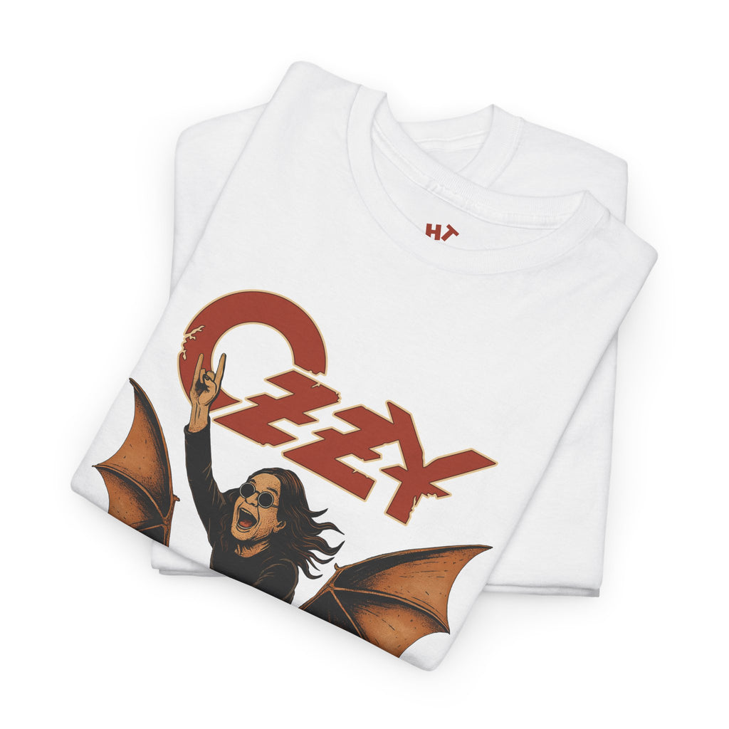 Ozzy Osbourne rides a bat T-shirt